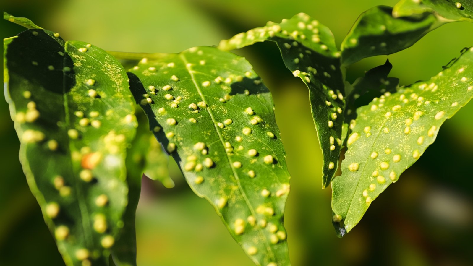 Swollen, lumpy galls appear near the base, with weakened leaves and stunted growth.